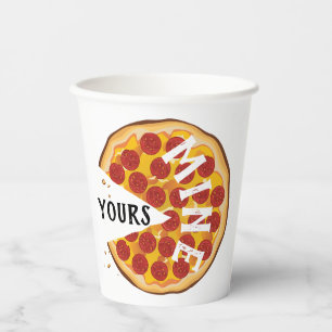 Funny pepperoni pizza cute foodie party paper cups