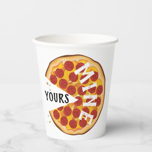 Funny pepperoni pizza cute foodie party paper cups