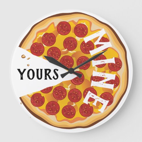 Funny pepperoni pizza cute large clock