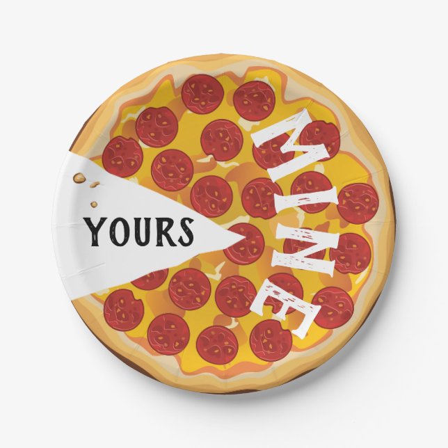 Funny pepperoni pizza cute paper plates (Front)