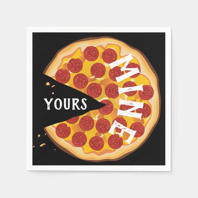 Funny pepperoni pizza cute quote red black napkins (Front)
