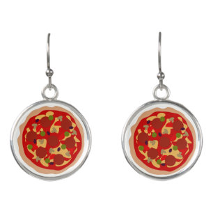 Funny pepperoni pizza earrings