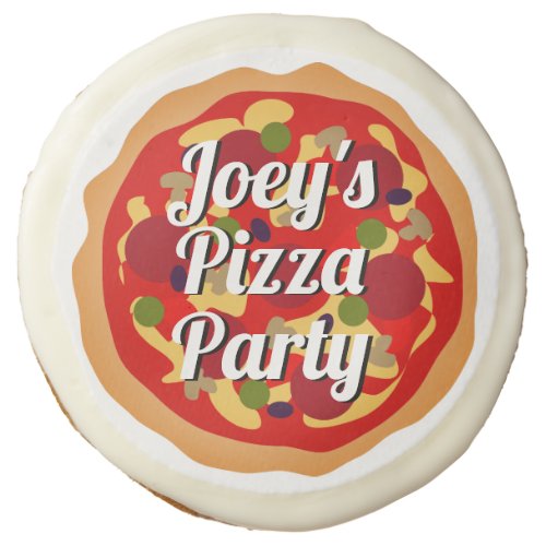 Funny pepperoni pizza party custom Birthday Sugar Cookie