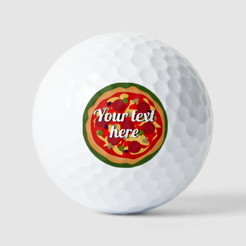 Funny pepperoni pizza personalized golf balls