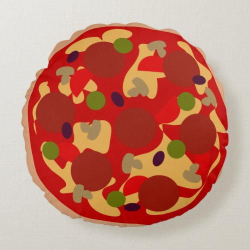 Funny pepperoni pizza round novelty throw pillow
