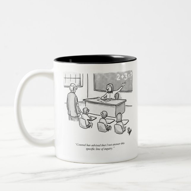 Funny Percenters Classroom Lawyer Cartoon Humor Two-Tone Coffee Mug (Left)