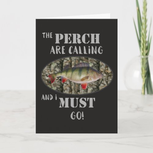 Funny Perch Fishing Greeting Birthday Card