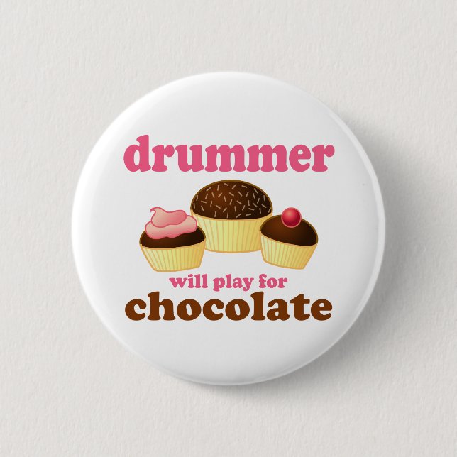 Funny Percussion Drummer Pinback Button (Front)