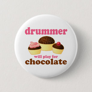 Funny Percussion Drummer Pinback Button