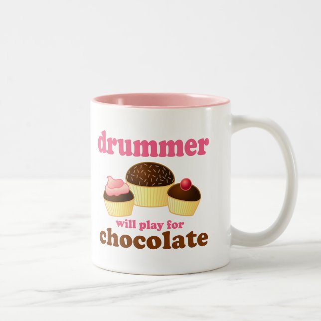 Funny Percussion Drummer Two-Tone Coffee Mug (Right)