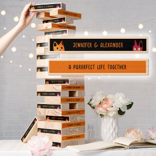 Funny Perfect Cat Couple Orange And Magenta Topple Tower