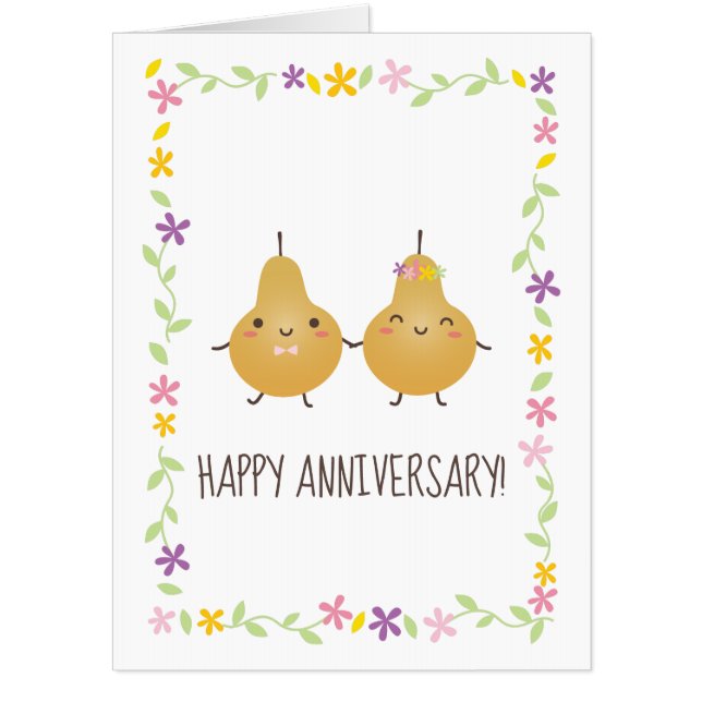 Funny Perfect Pear Perfect Pair Couple Anniversary Card (Front)