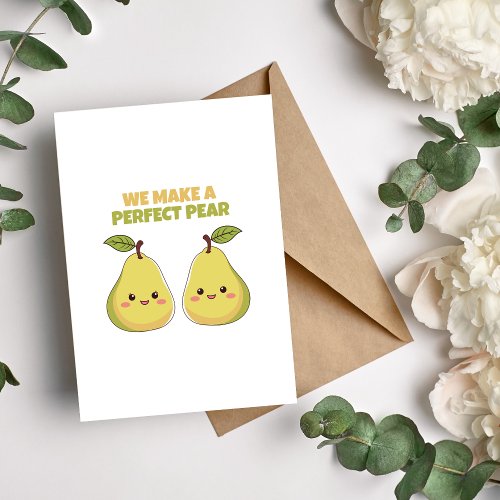 Funny Perfect Pear Pun for Couple  Holiday Card