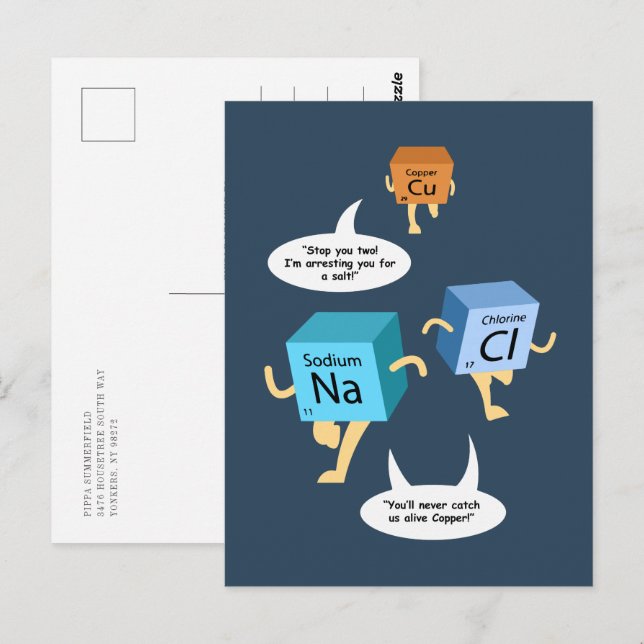 Funny Periodic Table Chemistry Humor Birthday Gag Postcard (Front/Back)