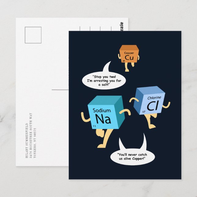 Funny Periodic Table Chemistry Humor Custom Postcard (Front/Back)