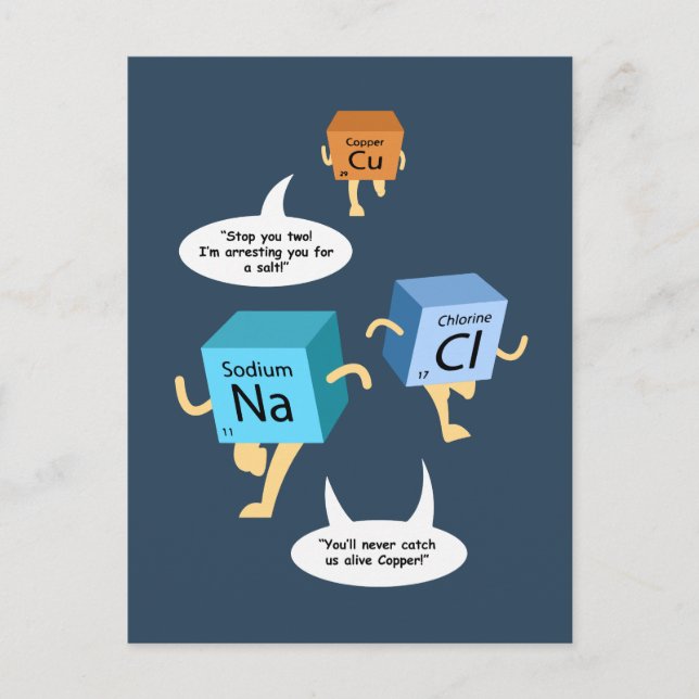 Funny Periodic Table Chemistry Humor Postcard (Front)
