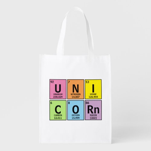 Funny Periodic Table of Elements Unicorn Rainbow Grocery Bag
