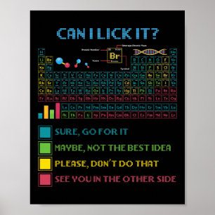 Funny Periodic Table Science Can I Lick It Chemist Poster