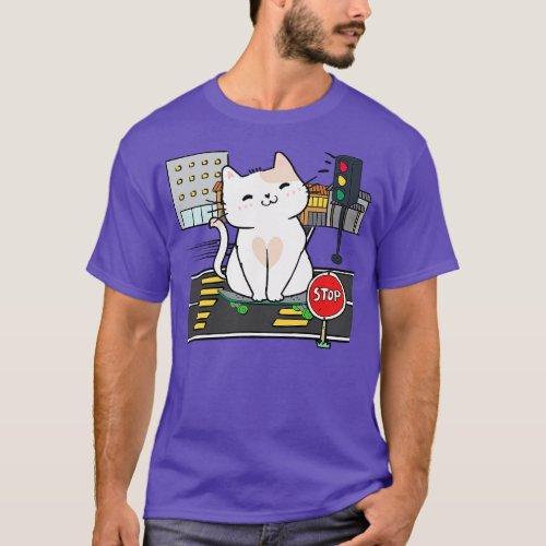 Funny Persian cat is on a skateboard T_Shirt
