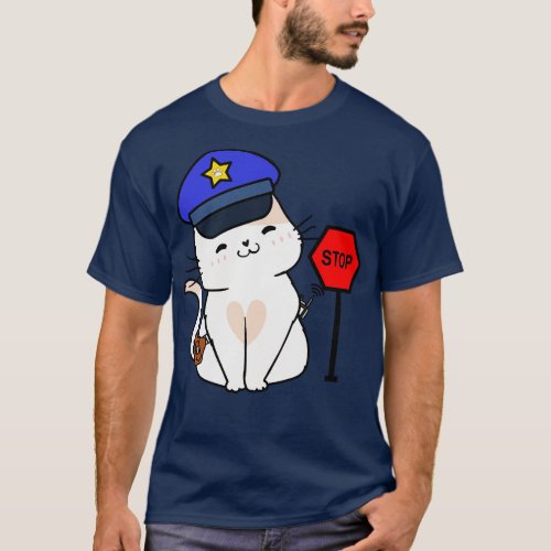 Funny Persian Cat Policeman T_Shirt