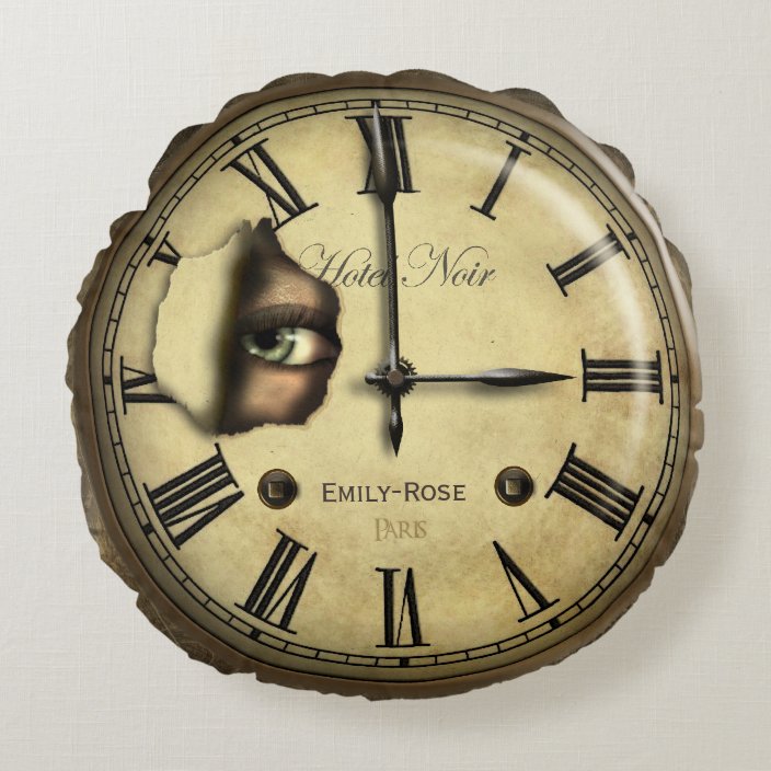 Funny Personaiized Vintage Clock Face Round Pillow Zazzle Com