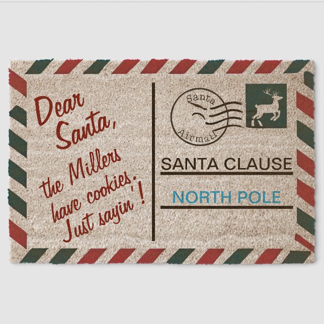 Funny Personalised Dear Santa for Christmas Fiber Doormat (Front)