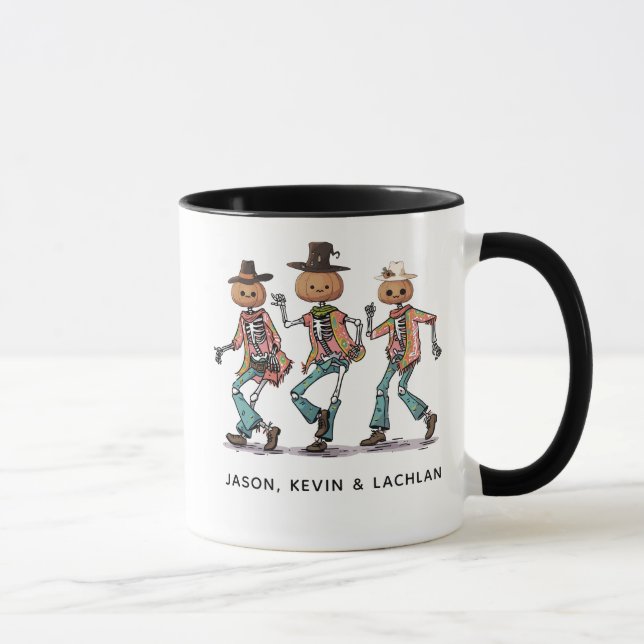 Funny Personalised Three Skeleton Halloween Mug (Right)
