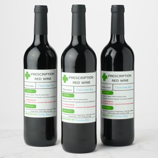 Funny Personalize prescription wine label (Bottles)