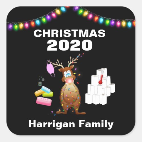Funny Personalized 2020 Covid Christmas Square Sticker