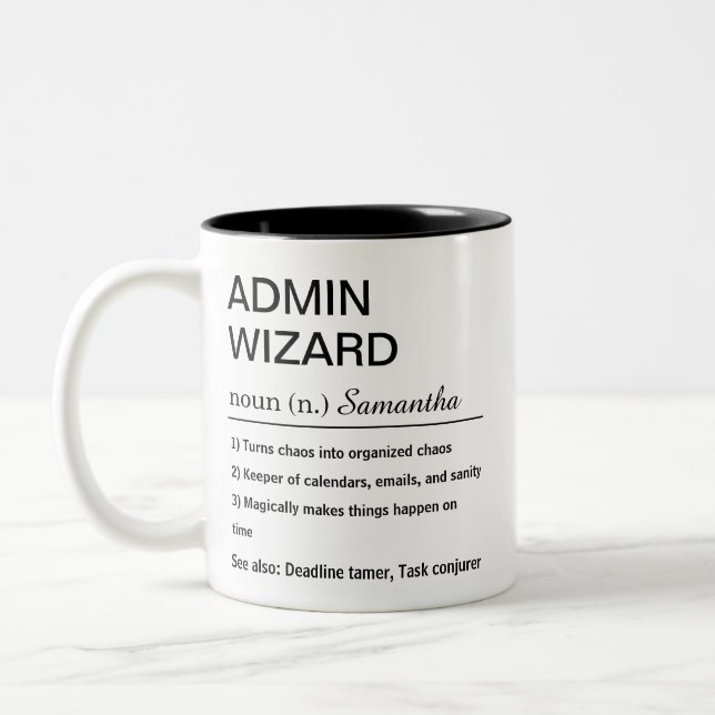 Funny Personalized Admin Wizard Definition Two-Tone Coffee Mug (Left)