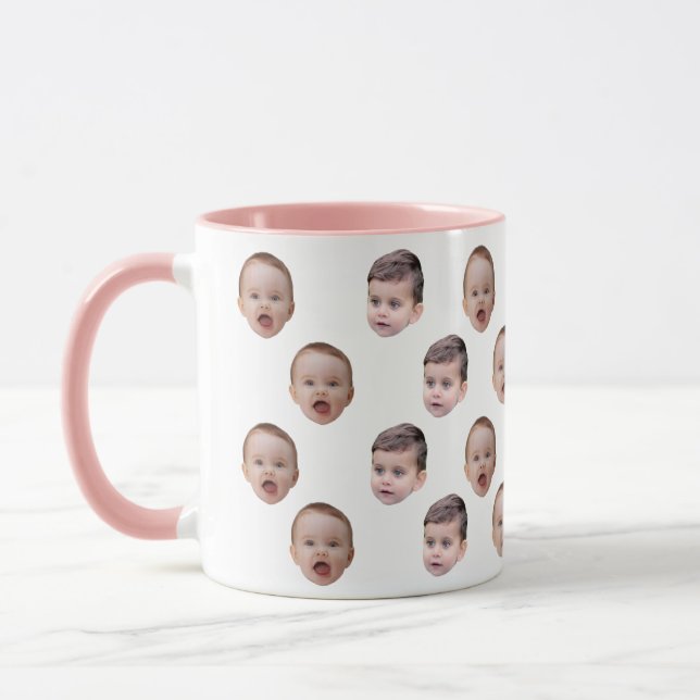 Funny Personalized Baby Face 2 Photos Mug (Left)