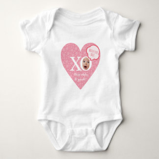 Funny Personalized baby face baby wear| Pink Heart Bodysuit