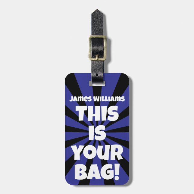 Funny Personalized Bag Attention Blue Travel Luggage Tag (Front Vertical)