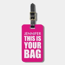 FUNNY PERSONALIZED BAG ATTENTION | FUNNY PINK LUGGAGE TAG
