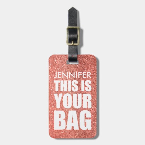 Funny Personalized Bag Attention Rose Pink Glitter Luggage Tag