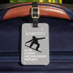 Funny Personalized Bag Attention | Snowboard Gray Luggage Tag