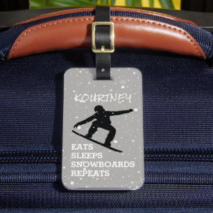 Funny Personalized Bag Attention   Snowboard Gray Luggage Tag