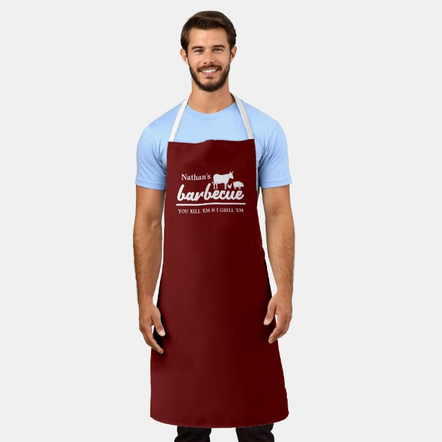 Funny Personalized Barbecue Chef Apron (Worn)