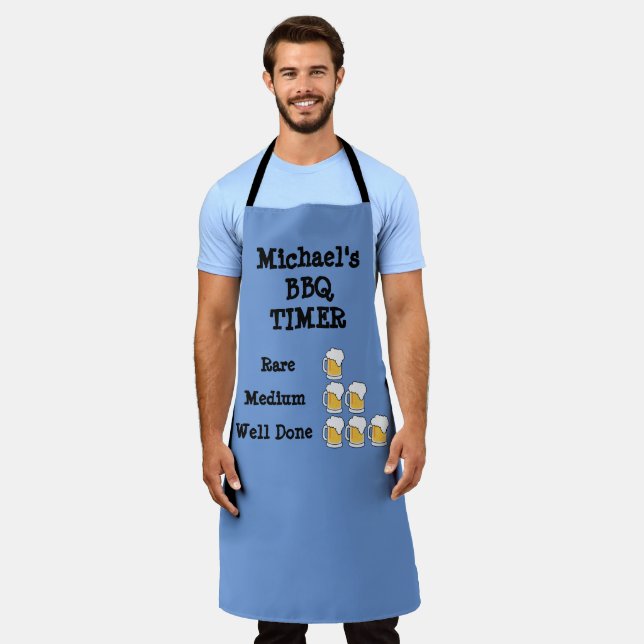 Funny Personalized Barbeque Timer Apron (Worn)