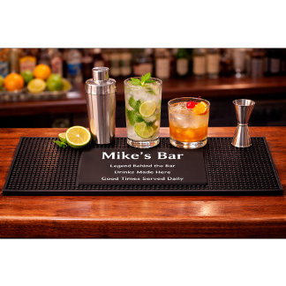 Funny Personalized Bartender Bar Mat Custom Name
