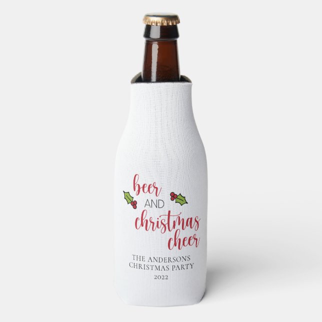 Funny Personalized Beer and Christmas Cheer Bottle Cooler (Bottle Front)