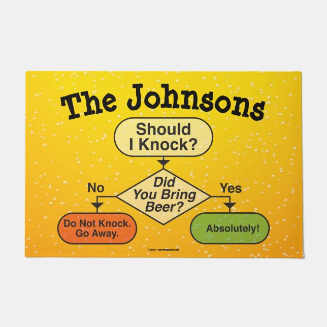 Funny Personalized Beer Flow Chart Doormat (Front)
