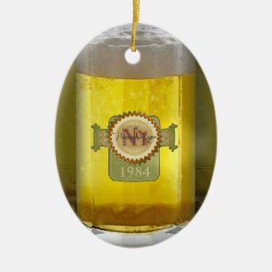 Funny Personalized Beer Glass Ceramic Ornament