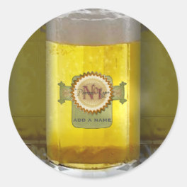 Funny Personalized Beer Glass Classic Round Sticker