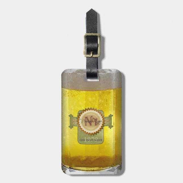 Funny Personalized Beer Glass Luggage Tag (Front Vertical)