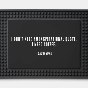 Funny Personalized Black Coffee Bar Mat