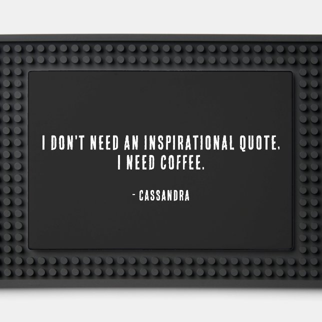Funny Personalized Black Coffee Bar Mat (Front (Close Up))
