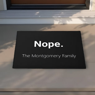Funny Personalized Black Nope Doormat