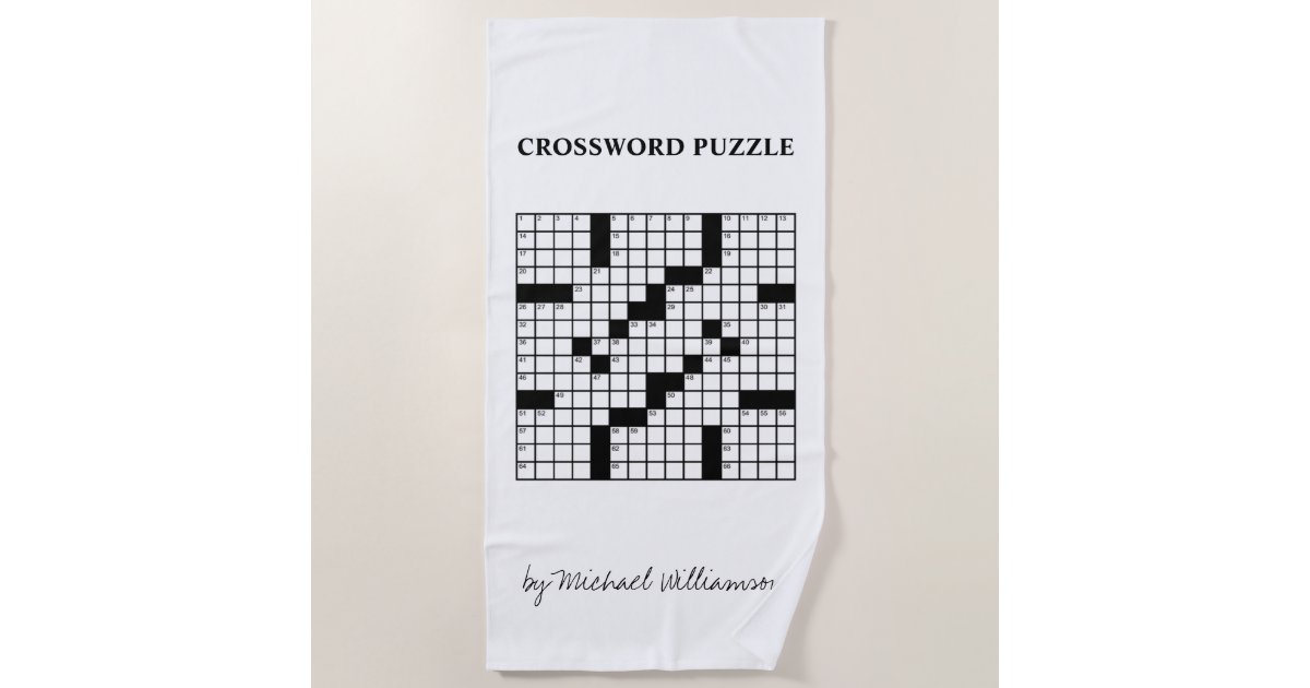 Funny Personalized Black White Crossword Puzzle Beach Towel Zazzle