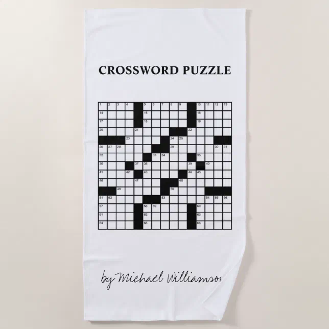 Funny Personalized Black White Crossword Puzzle Beach Towel Zazzle